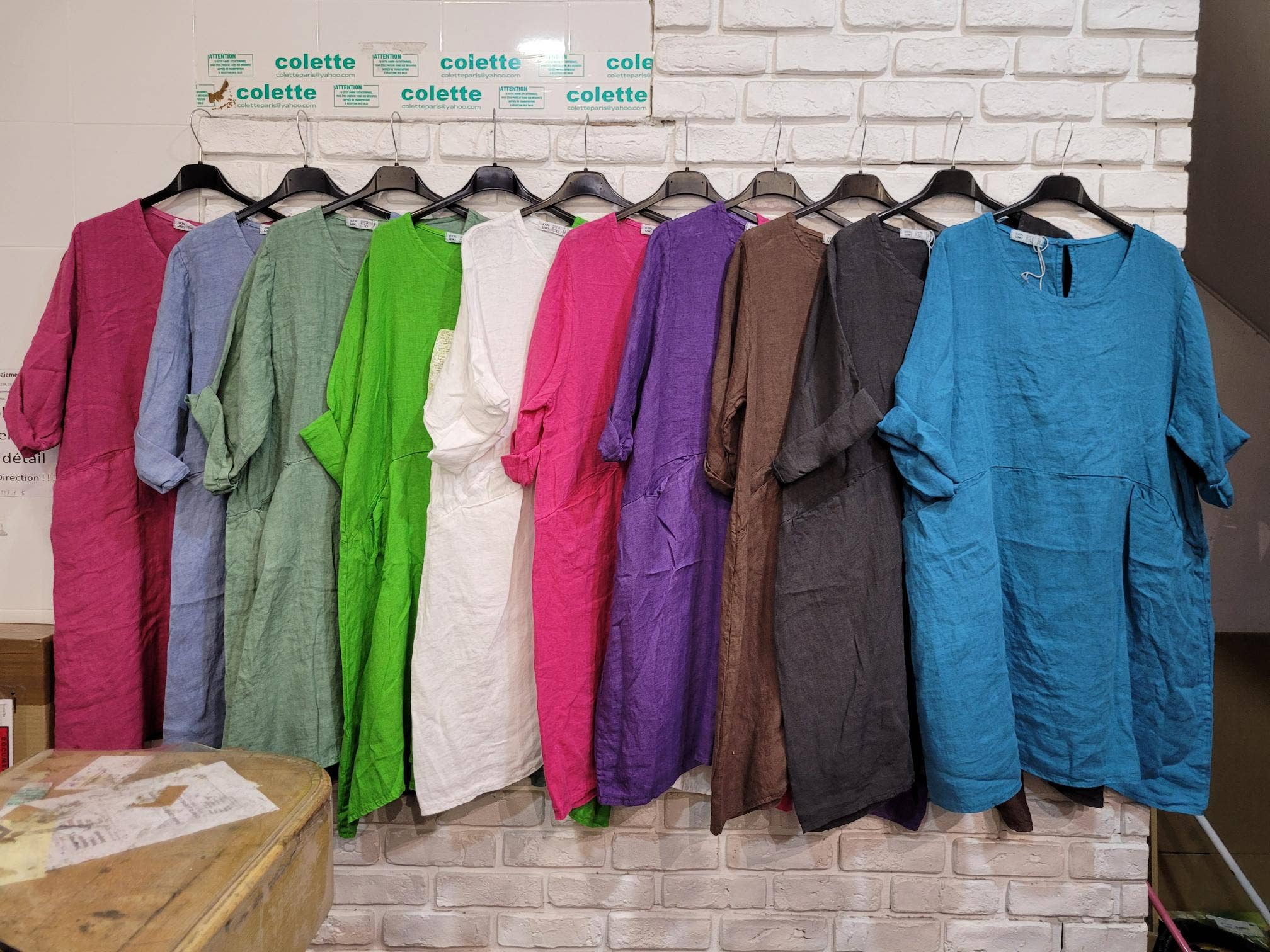 la maison des fibres naturelles – Engroshandel Kjole - Dame – Kort hørkjole med rund hals i 100 % hør 671925