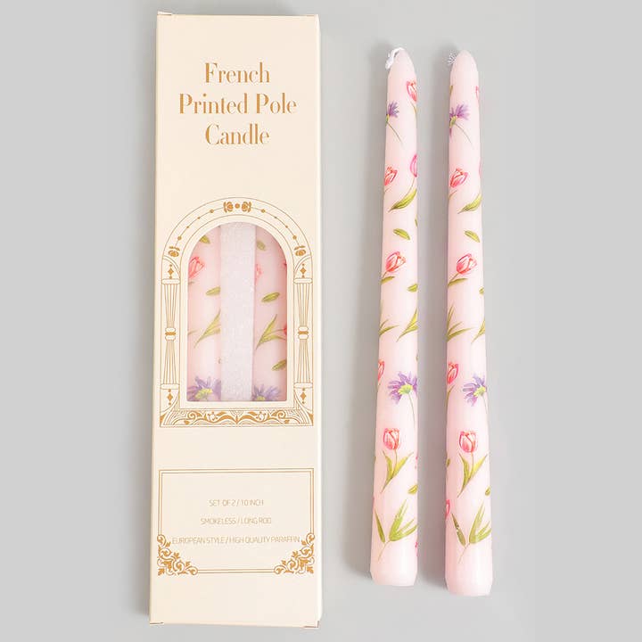 FRENCH FLORAL PRINTED POLE CANDLE for wholesale by Girly