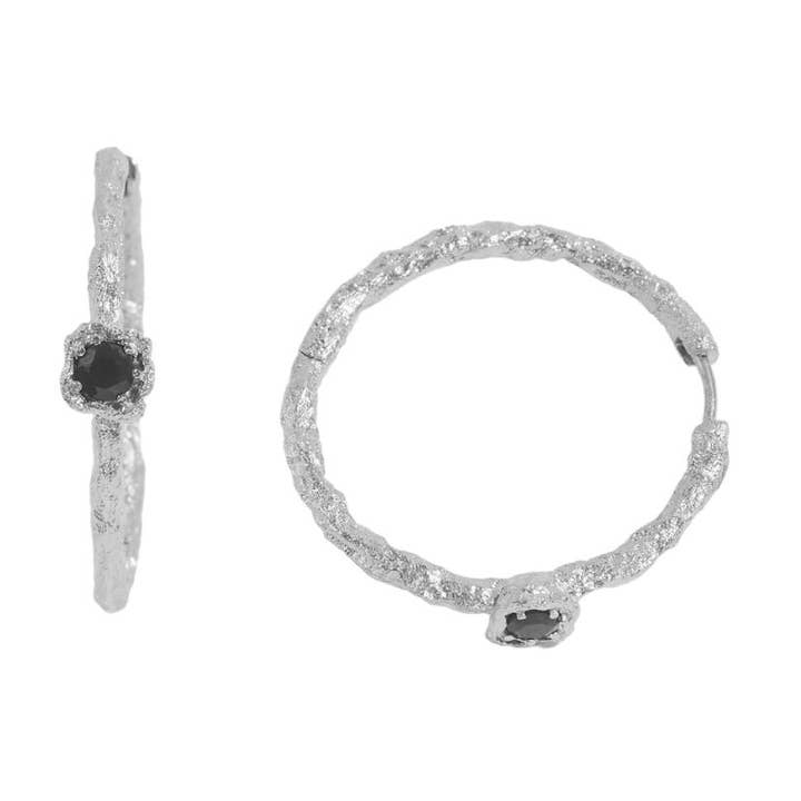 Grandes Boucles d'Oreilles en Argent avec Branche de Lichen en Lapis-Lazuli pour la vente par Claire Hill Designs