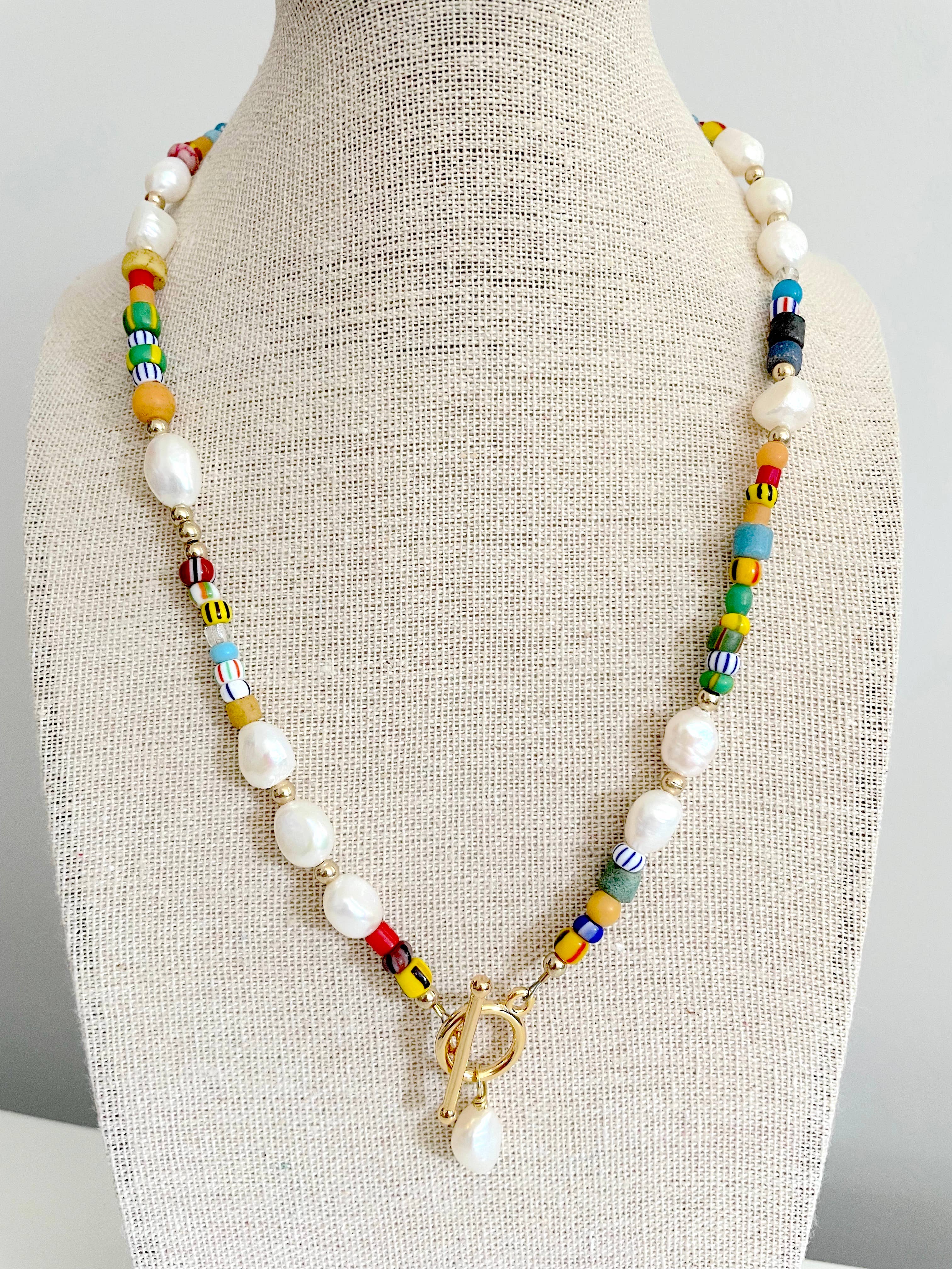XTRA by Stacey - Wholesale Beaded/pearl necklace - The Daina Necklace - Colorful Freshwater Pearl Front Clasp2