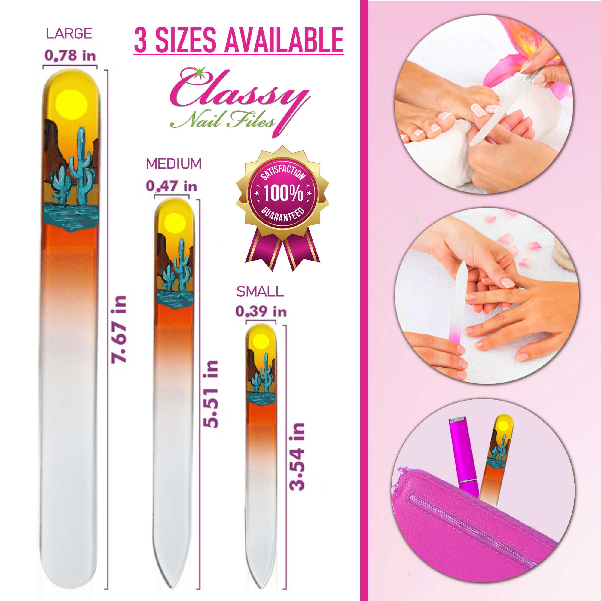Classy Nail Files - Wholesale Nail File - Desert Oasis Cactus Southwest Hand Painted Crystal Nail File1