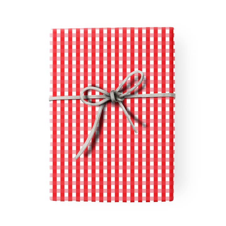 Gingham Red Gift Wrap Craft Sheets for wholesale by Mod Lounge Paper Company