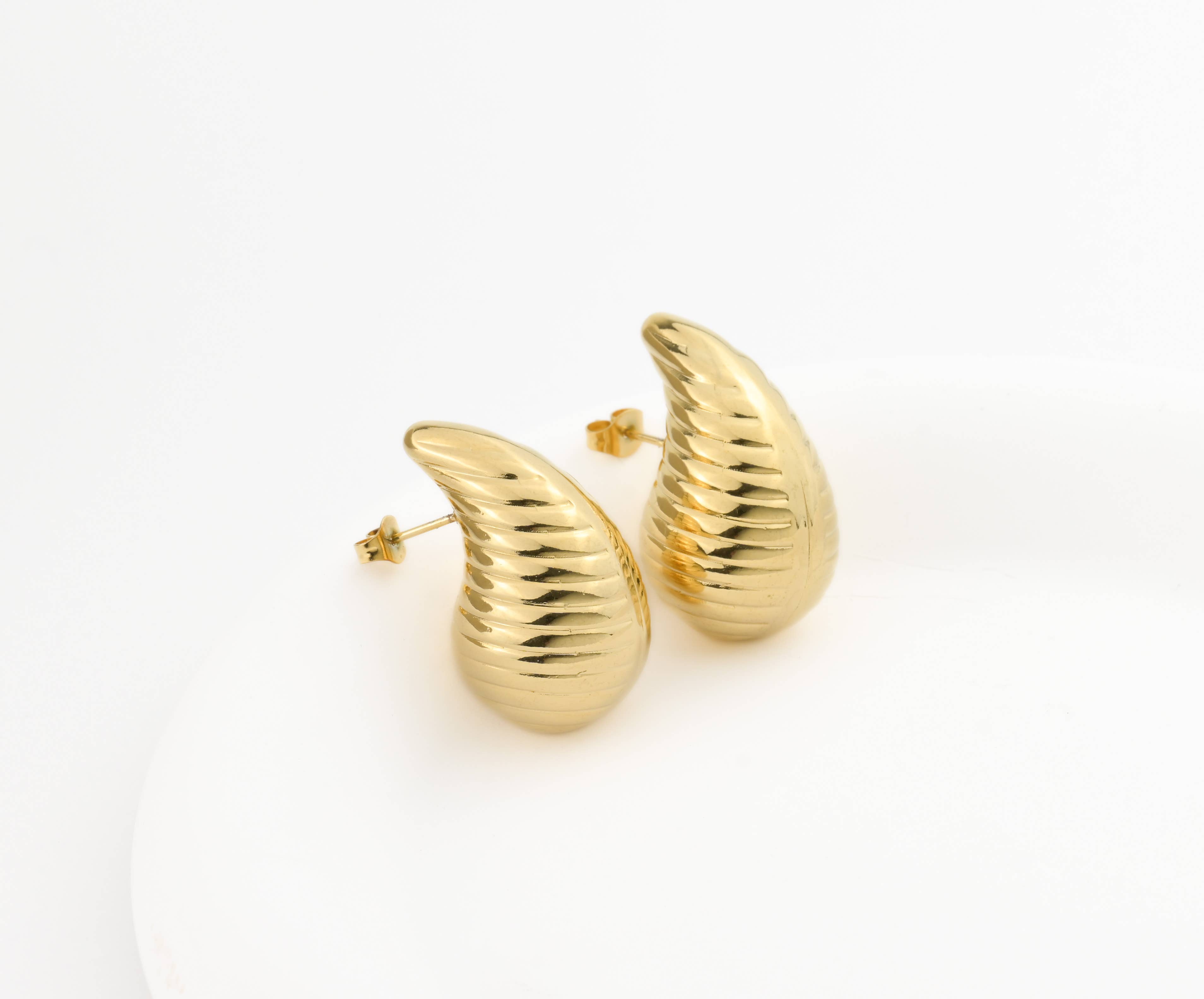 Blueyejewelry – Brincos de argola por atacado – Brincos de Gota Oca Chunky - Pernos de gota de lágrima leves4