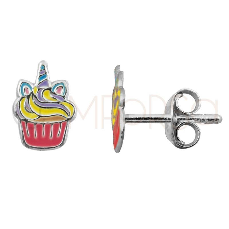 COM FORSA SL - Wholesale Earrings - Kids - Sterling Silver 925 Unicorn Cupcake Earrings 6 X 9 Mm1