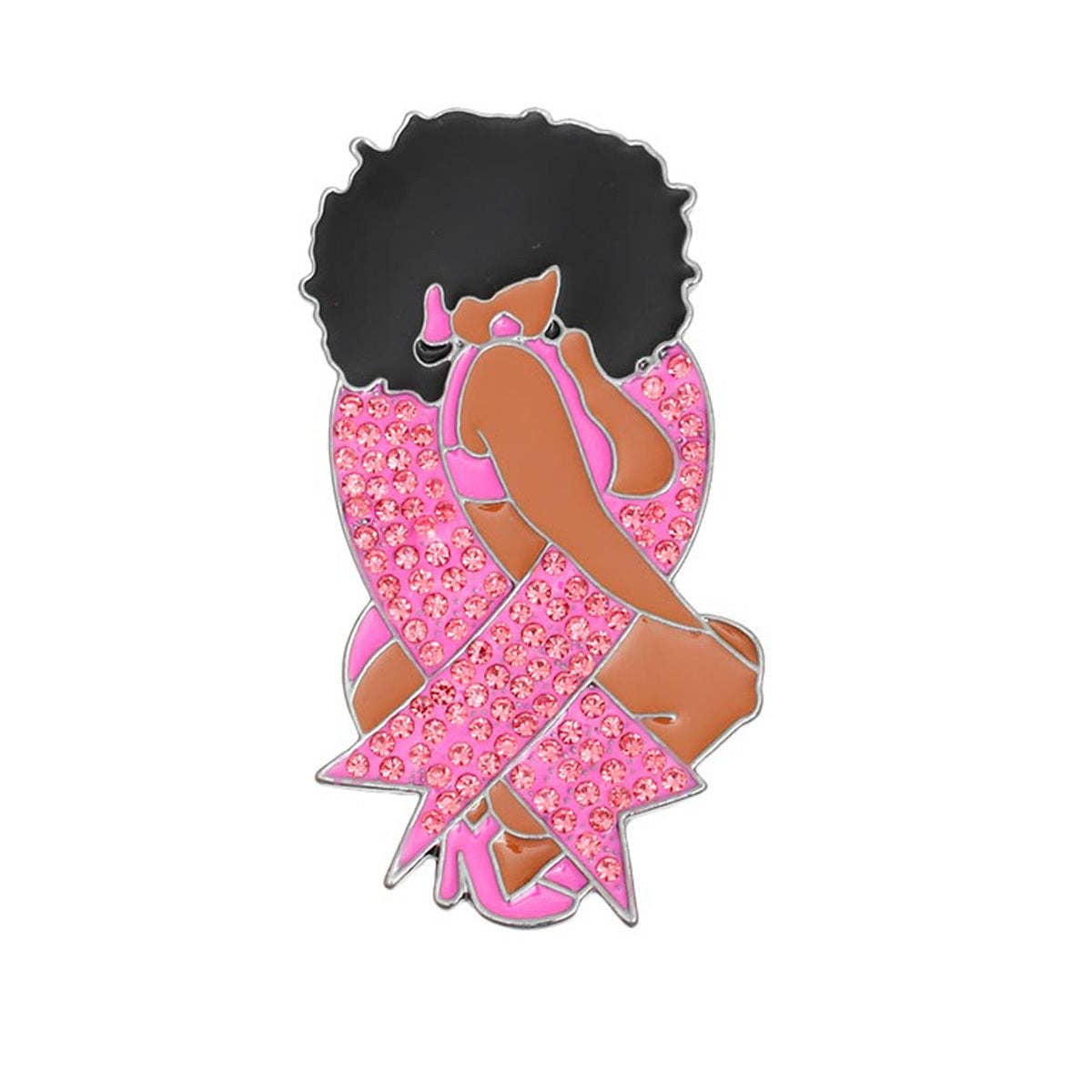 Brooch Pink Diva Afro Woman Pin for Women for wholesale on Faire1