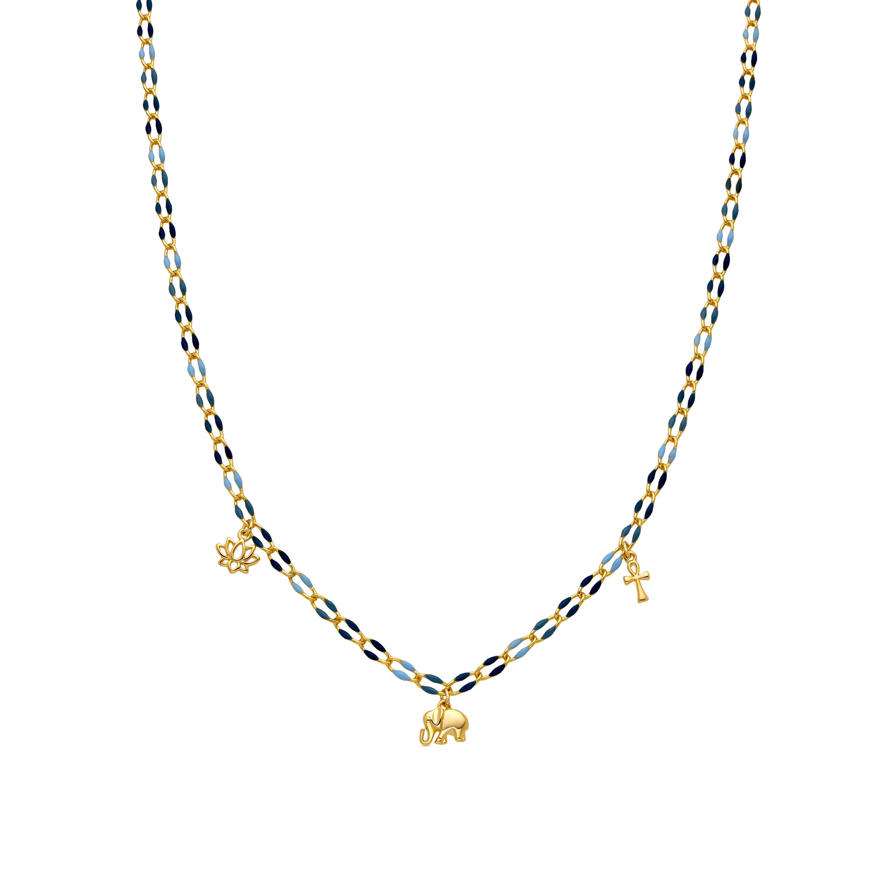 Luxenter – Gargantilha/coleira por atacado – Colar de Prata de Lei 925 e Lacado Azul acabamento ouro 18k - Shione0