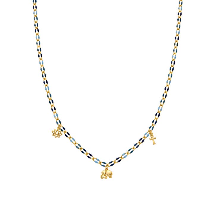 Luxenter - Wholesale Choker/Collar - Collar de Plata de Ley 925 y Lacado Azul acabado oro 18k - Shione0