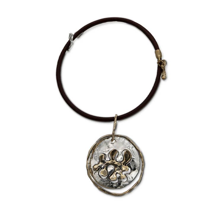 Colgante de rompecabezas con medallón de plata y bronce 925 (CR074) para venta al por mayor de Mandile Gioielli