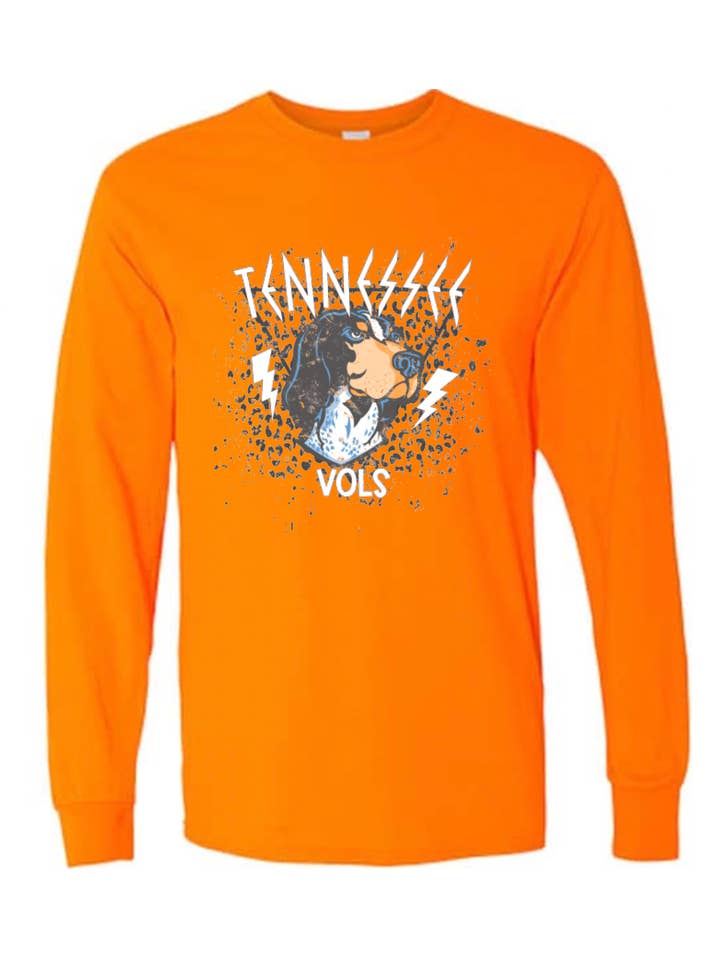 Gia Gifts Boutique - Wholesale Screen Printed T-Shirt - Women's - Tennessee Vols Football Rocker Gildan Long Sleeve Tee