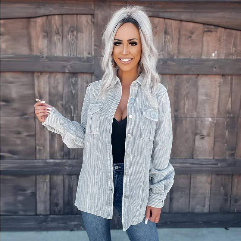 Fashion Combination – wholesale Skjortjacka/jackett – Dam – Tvättad manchesterjacka med knappar för kvinnor15