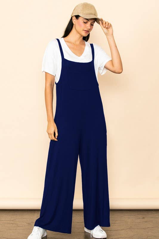 Elloh Collection - Wholesale Jumpsuit - Women's - Casual Comfy Wide Leg Overall Jumper w Bib and Side Pockets14