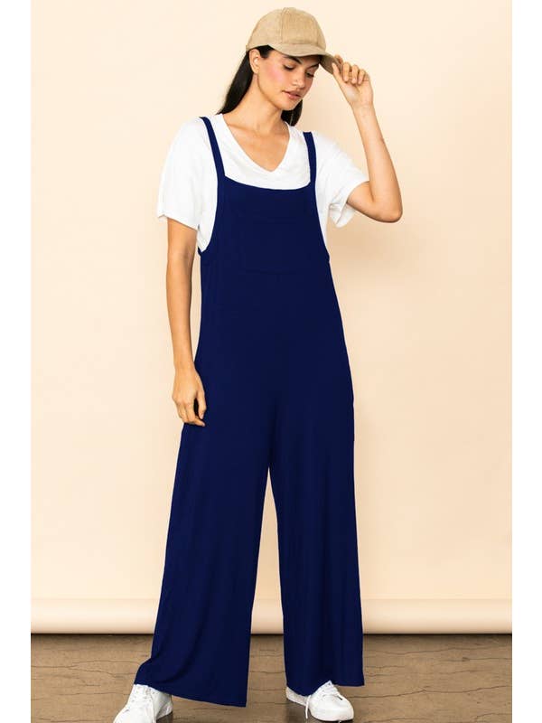 Elloh Collection - Wholesale Jumpsuit - Women's - Casual Comfy Wide Leg Overall Jumper w Bib and Side Pockets14