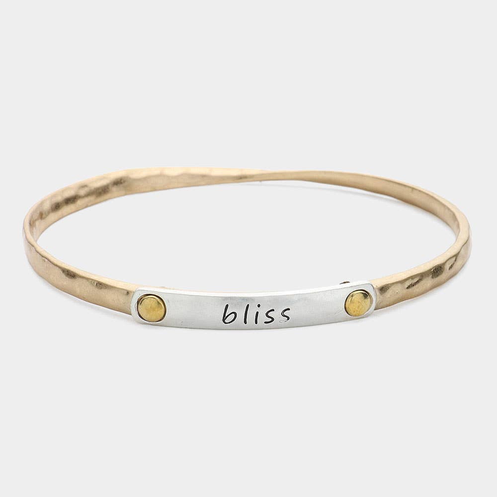 Sensibling Corp. - Wholesale Bangle Bracelet - Bliss Message Two Tone Metal Bangle Bracelet5