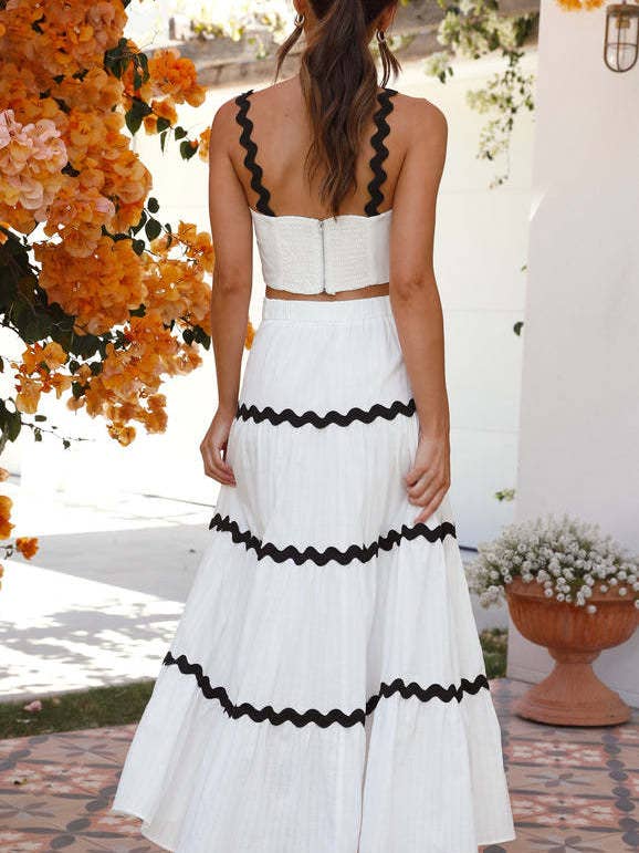 Rosa Clothing - Wholesale Top & Skirt Set - Women's - ric rac strap camisole swing tiered maxi skirt 2 piece set13