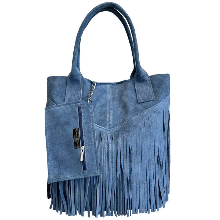 MODARNO - Wholesale Shoulder Bag - Women's - Modarno women's shopper bag in genuine suede with fringe plu30
