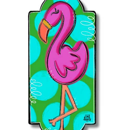 DK Flamingo Large Door Hanger for wholesale by DK Designs Georgia