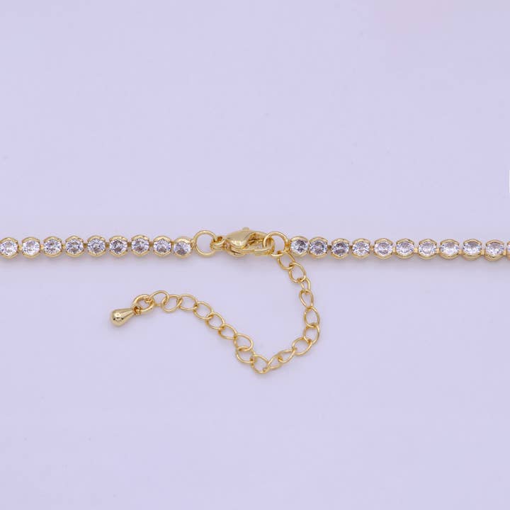 Aim Eternal - Wholesale Link & Chain Necklace - Classic Cubic Zirconia Tennis Necklace , Diamond Necklace , 14K Gold Filled Tennis Adjustable Necklace Layer Necklace WA-790