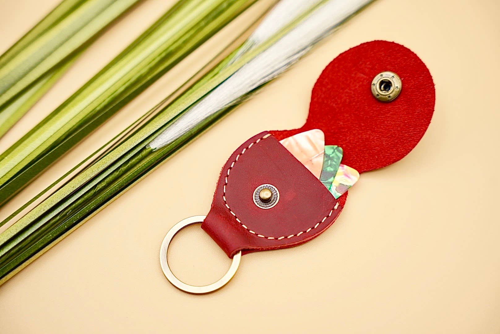 American Leather Goods - Wholesale Keychain - Unisex - Leather Guitar Pick Holder and Keychain Organizer2