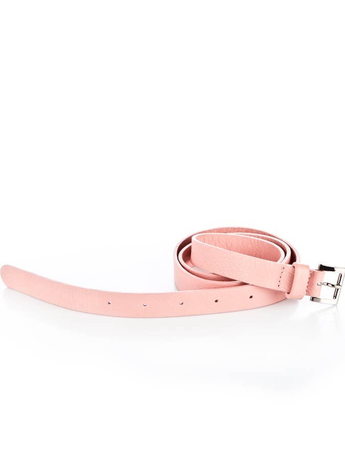 Thin powder pink leather belt for wholesale by Ripauste