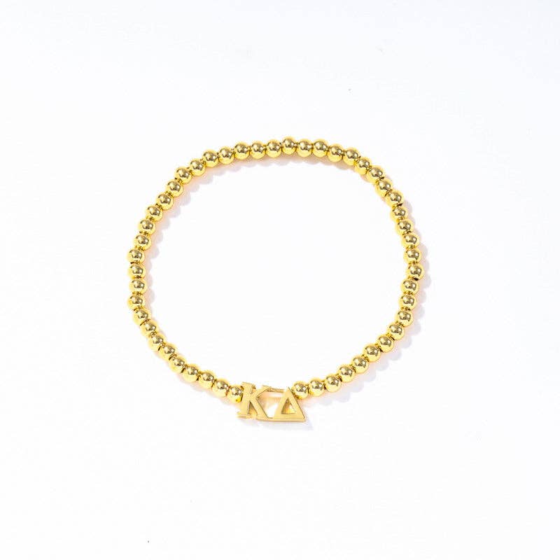 Color Shout - Wholesale Beaded Bracelet - B211 - Sorority: Gold Beaded Bracelet with Greek Letters on Stretch Cord20