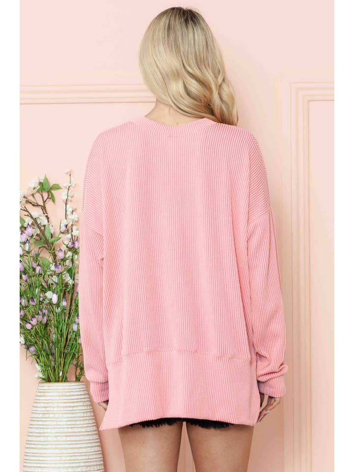 Burgundy Apparel - Vente Sweat-shirt – femme - SWEAT-SHIRT OVERSIZE CÔTELÉ ONDULÉ AVEC FENTE LATÉRALE28