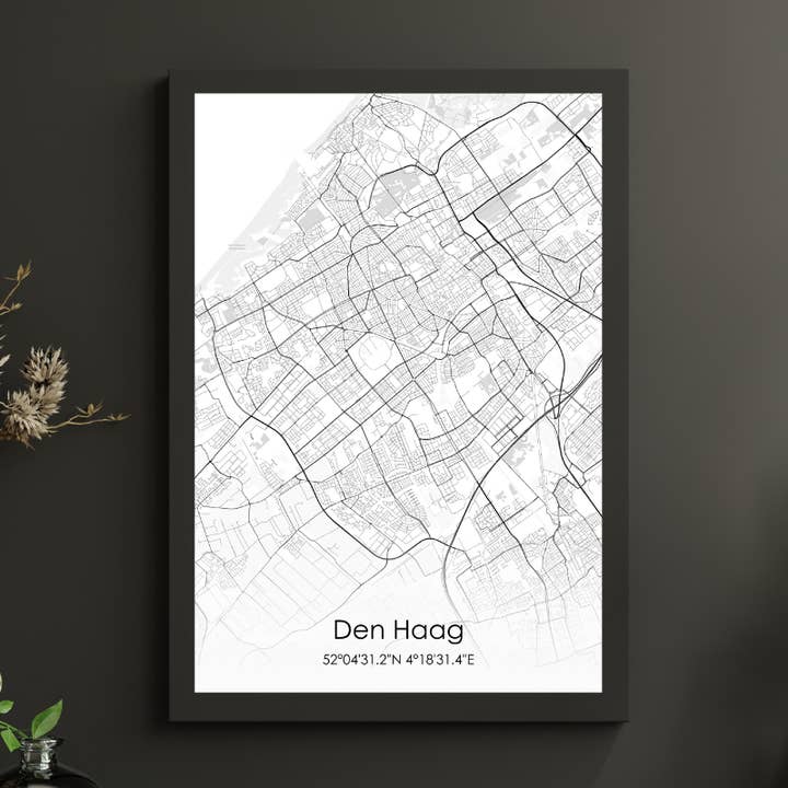 La Haye - Affiche de plan de ville moderne pour la vente par Dutch by brand
