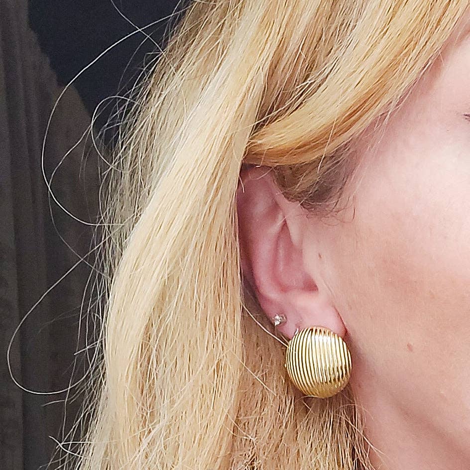 Daemon srls - Wholesale Stud/Post Earrings - ANNABELLE rigati - ACCIAIO INOSSIDABILE ~ Paio Orecchini bottone vintage6