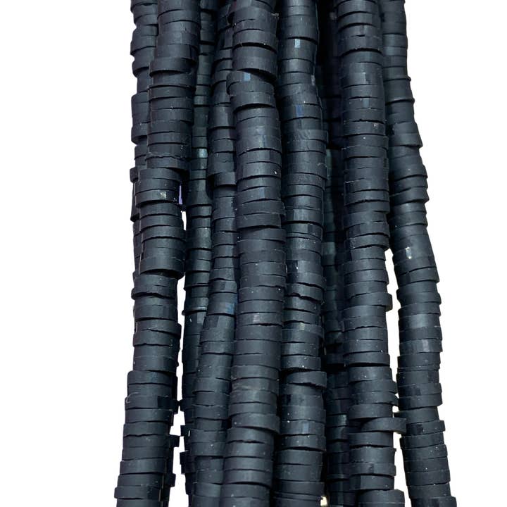 Disco Heishi negro - Perlas de arcilla para venta al por mayor de The Bead District
