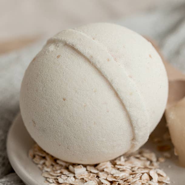 Oatmeal Milk + Honey Bath Bombs for wholesale by BelleRose Bath Company
