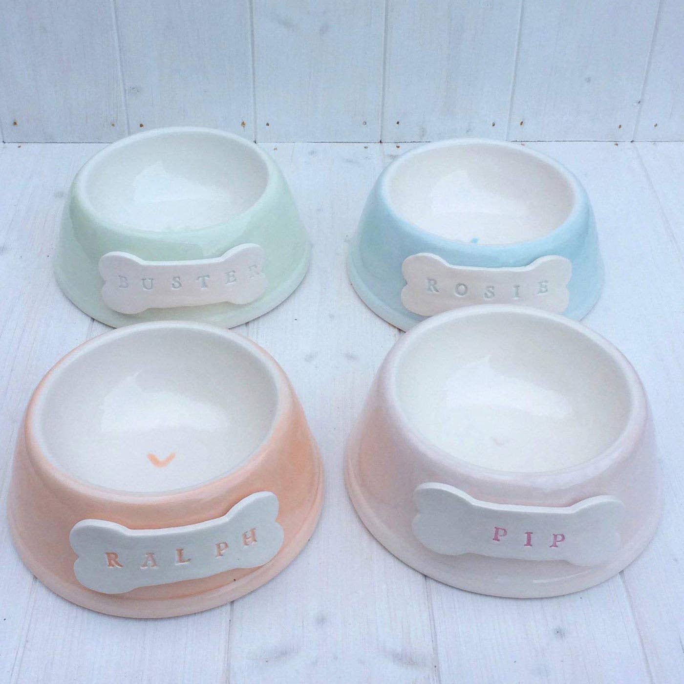 Lords and Labradors – wholesale Pet bowl – Cat/dog – Personalised Pastel Dog Bowl by Purple Glaze - Angled0