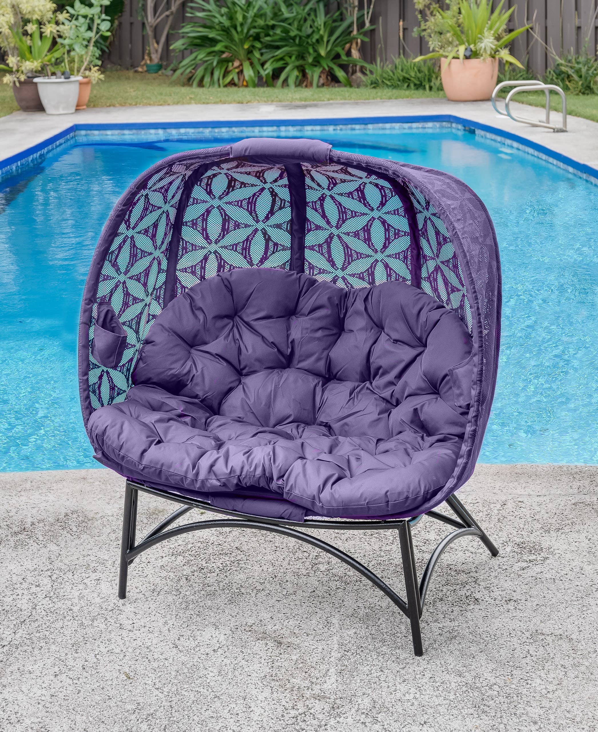 FlowerHouse - Vente Chaises - Causeuse confortable citrouille en fleur de vie violet