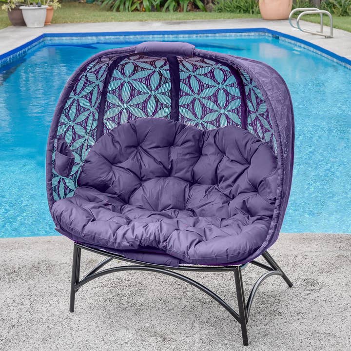 FlowerHouse - Vente Chaises - Causeuse confortable citrouille en fleur de vie violet0
