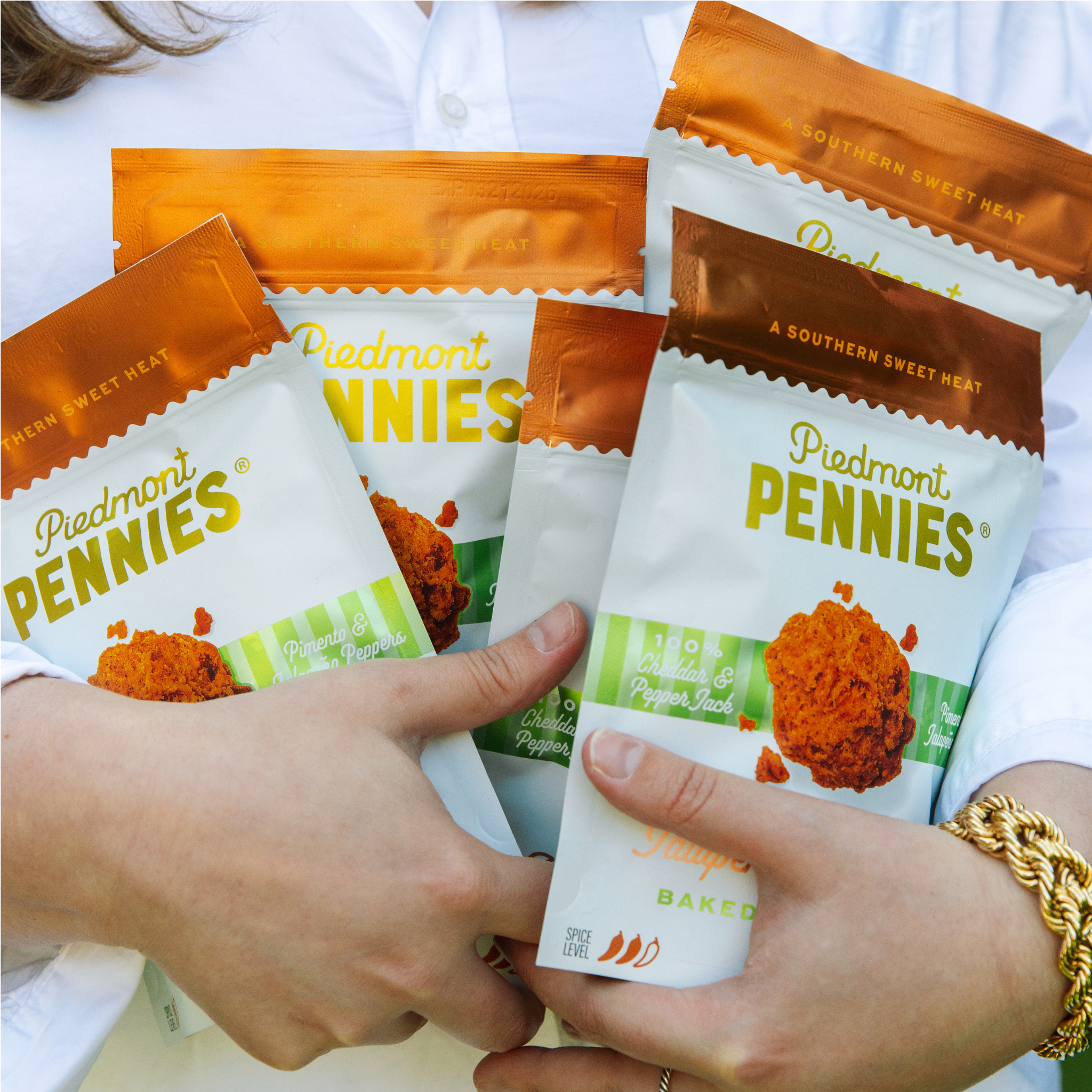 Piedmont Pennies - Wholesale Crackers - Jalapeno Pimento Cheese Crackers, Medium Pouches, (20)5