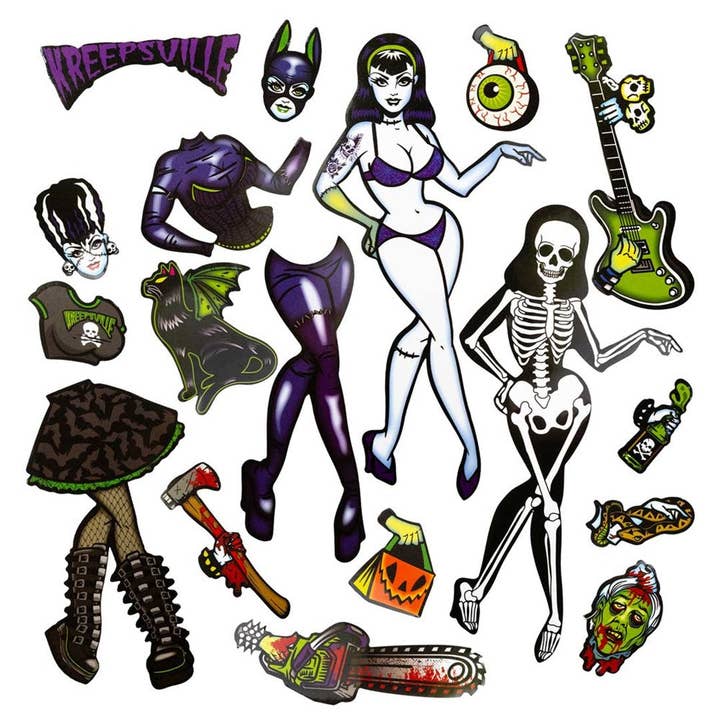 Ghoul Gal Dress Up Magnet Set for wholesale by Kreepsville