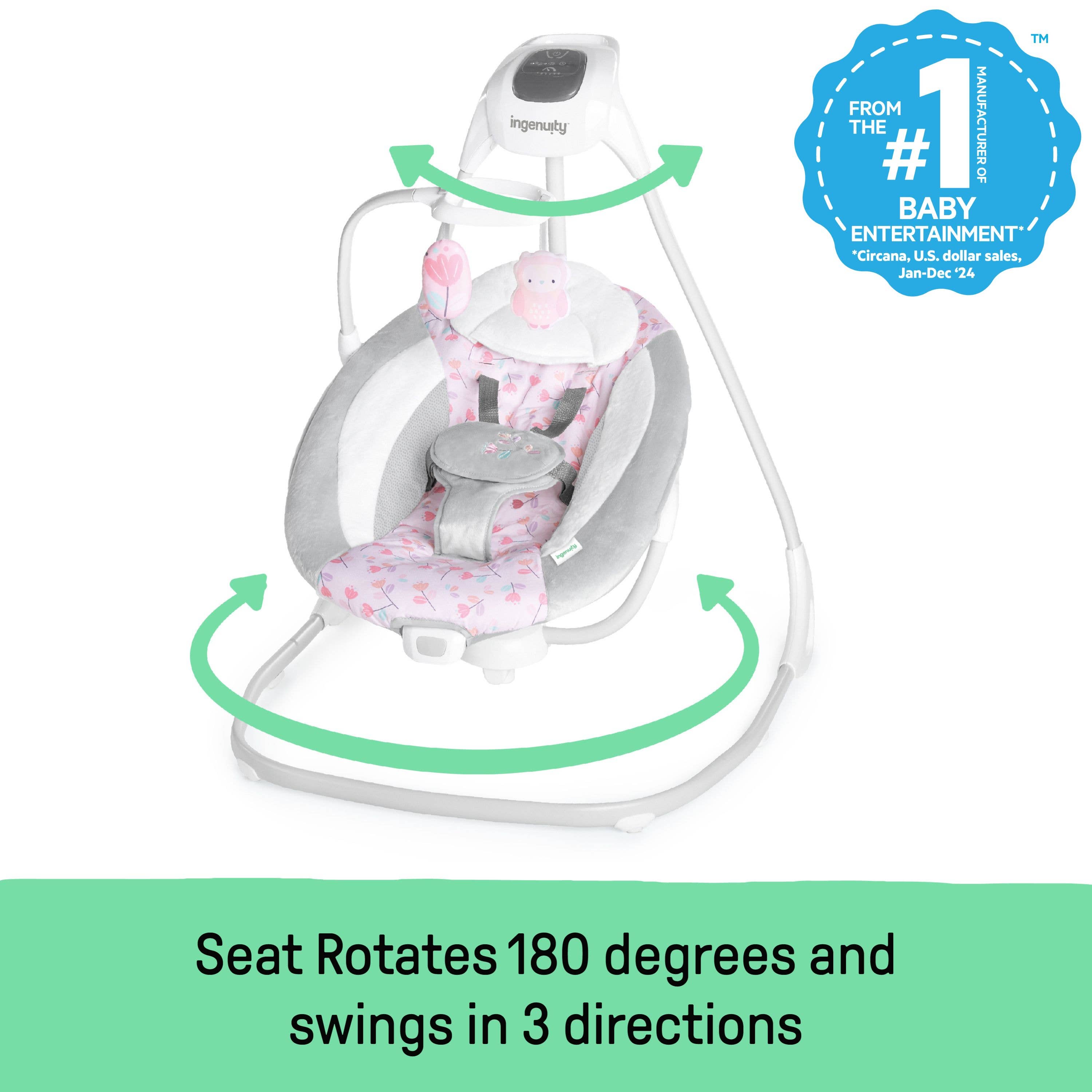 Ingenuity - Wholesale Swing - Kids & Baby - Ingenuity SimpleComfort Compact Soothing Swing - Cassidy 1
