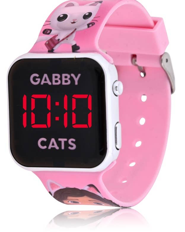The Zoofy Group , LLC - Wholesale Wrist Watch - Kids - GABBY'S DOLLHOUSE CATS LED WATCH W/PRINTED STRAPS0
