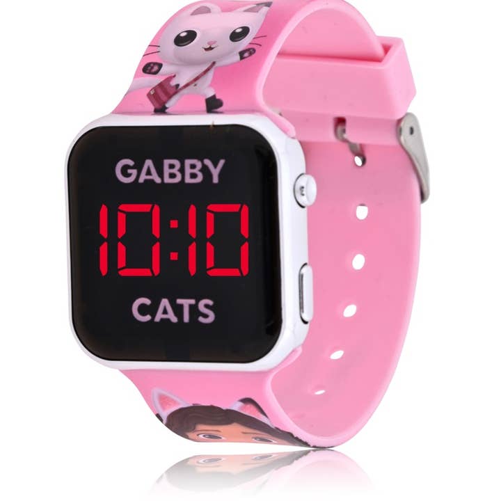 The Zoofy Group , LLC - Wholesale Wrist Watch - Kids - GABBY'S DOLLHOUSE CATS LED WATCH W/PRINTED STRAPS