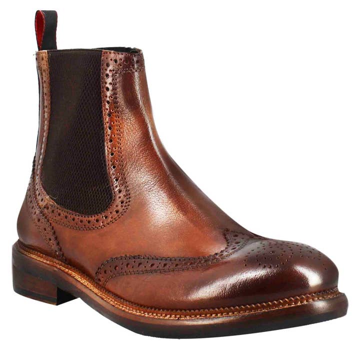 Bottine Chelsea pour homme en cuir lavé, couleur brun foncé pour la vente par The Royale Leather