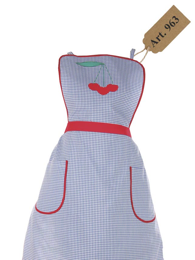 Apron with embroidered cherry 963 for wholesale by Confecciones J. Garcia