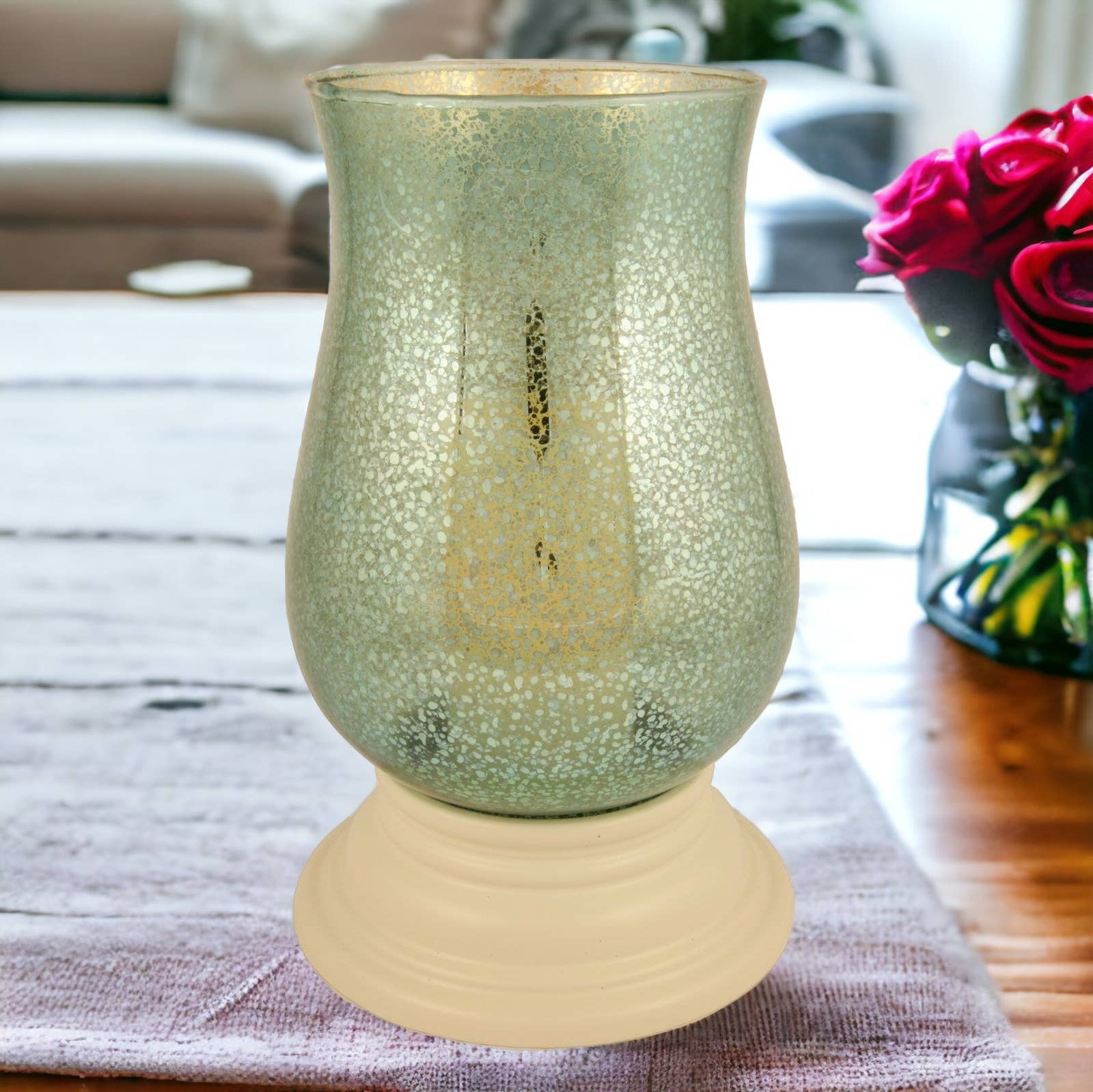 HomeRoots - Wholesale Candle Holder - 14" Green Mercury Glass Centerpiece Hurricane Candle Holder1
