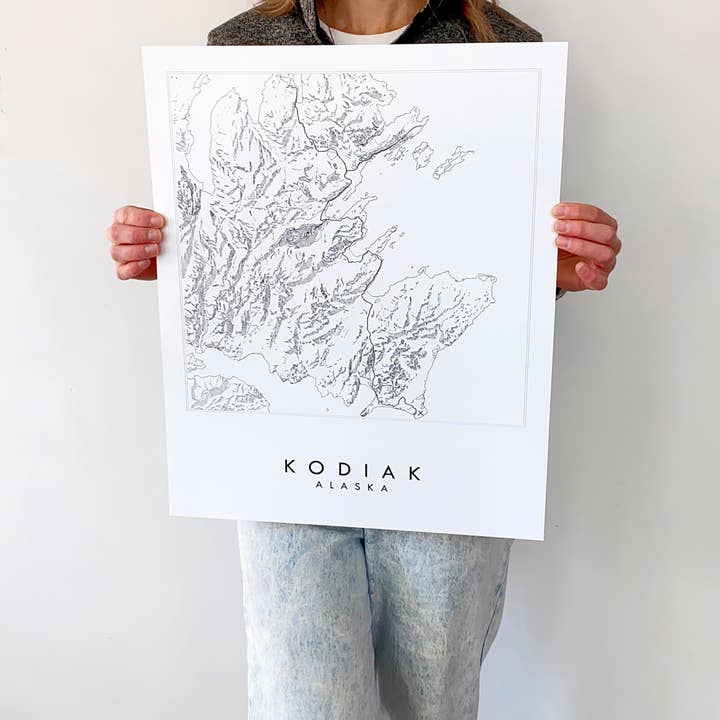 Turn-of-the-Centuries - Wholesale Art Print - Kodiak Alaska Topo City Lines Map ART PRINT7