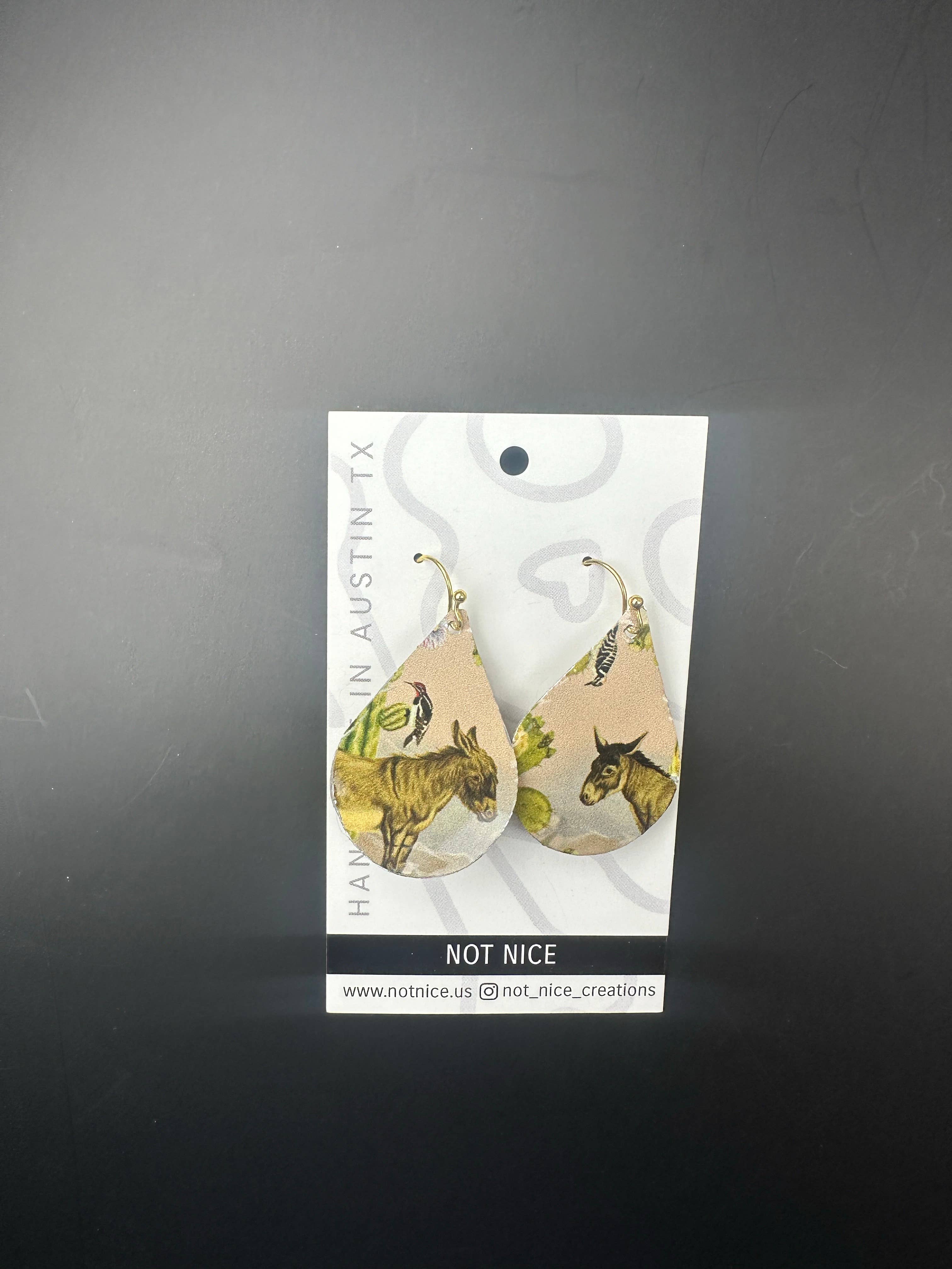 Not Nice - Wholesale Dangle Earrings - Donkeys and Jennies upcycled earrings2