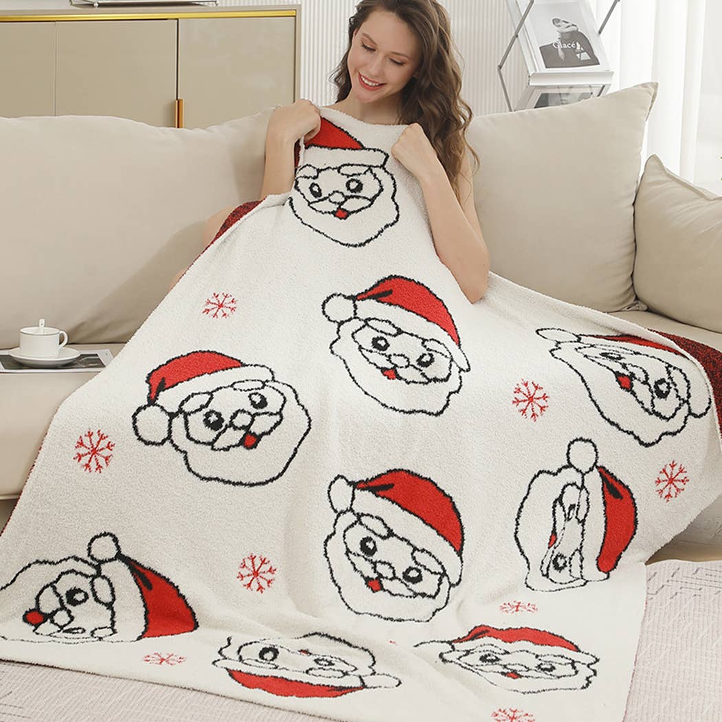 Christmas Santa Pattern Cozy Soft Throw Blanket  for wholesale on Faire3