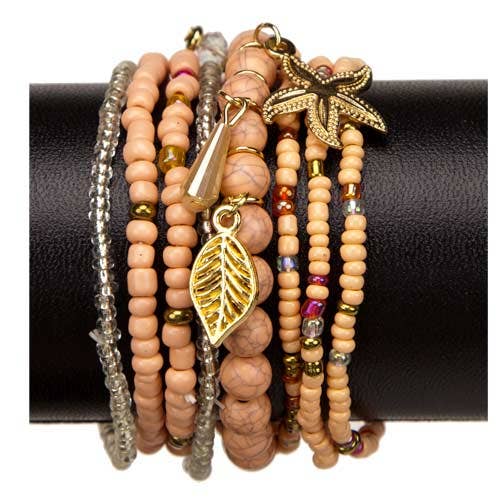 EHAWA – wholesale Smycken – 8-strängigt modearmband, aprikos0