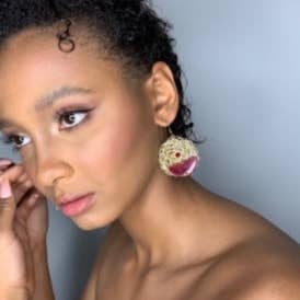 Red Half Moon Disc Earrings for wholesale by Misty Jane Jewelry