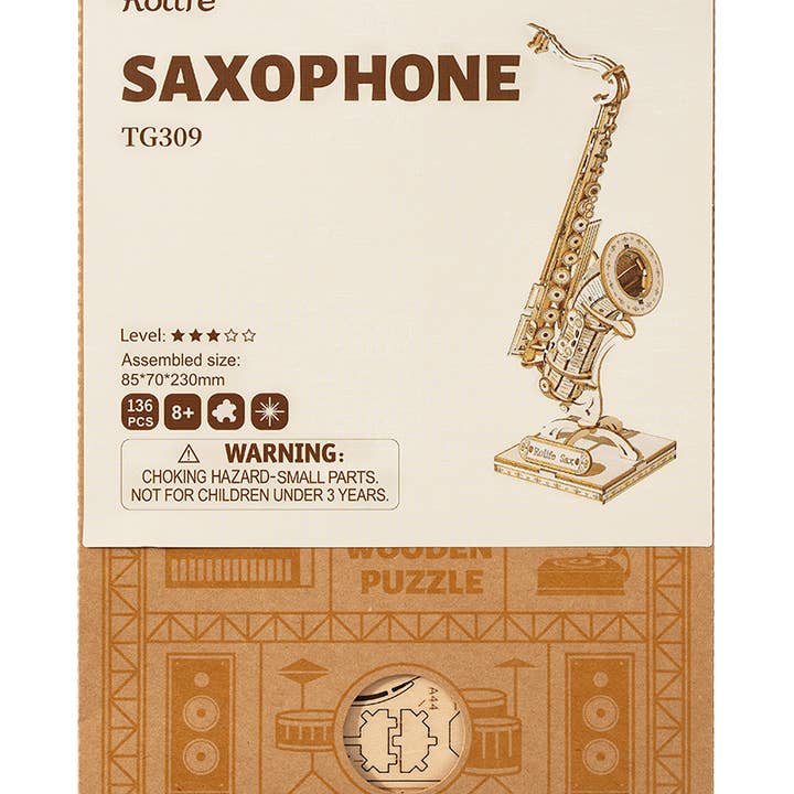 Robotime - Vente Kit de bricolage - TG309 Rolife Modèles de Puzzle 3D en Bois DIY Saxophone4