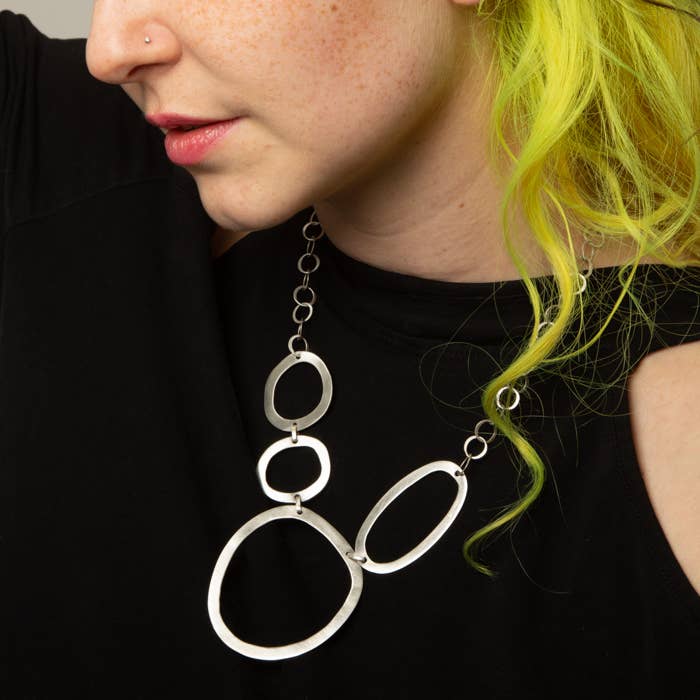 Jane Diaz NY - Wholesale Pendant/Charm Necklace - Abstract Hammered Cut-Out Circles Necklace2