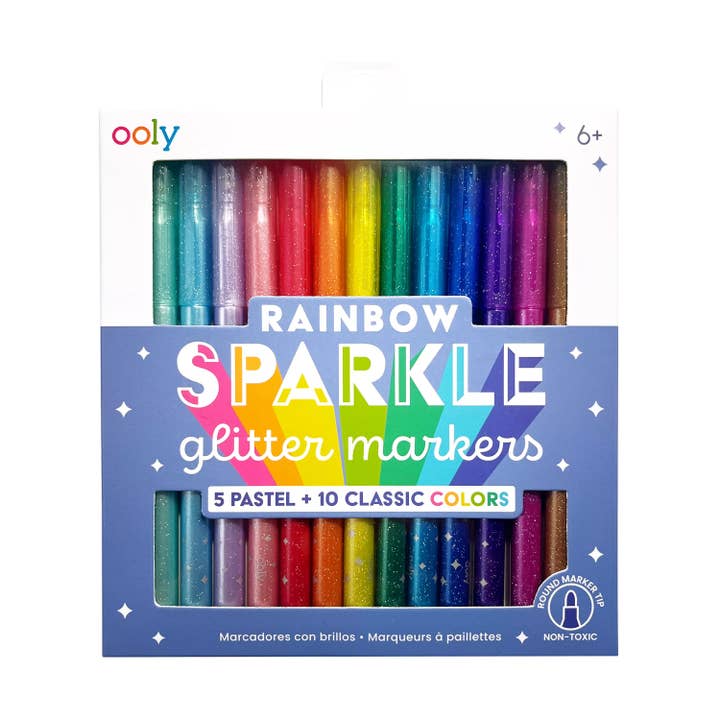OOLY - Wholesale Markers - Kids & Baby - Rainbow Sparkle Glitter Markers - Set of 15