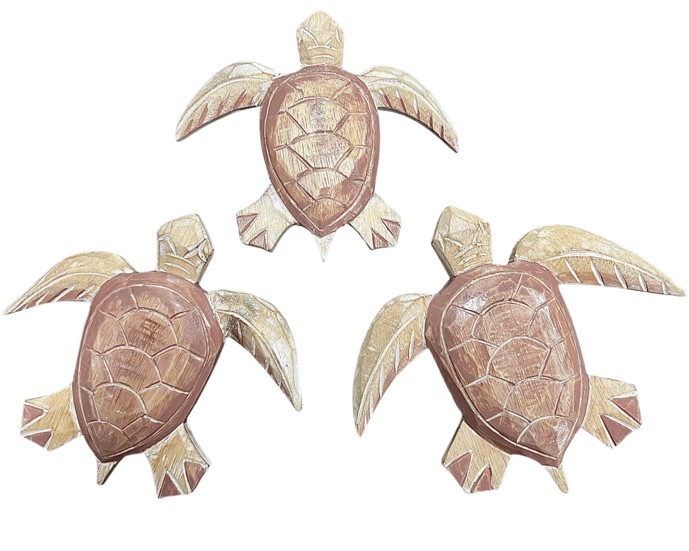 Bamboo Source Tropical Decor - Wholesale Wall Accent - Turtle Wall Plaque Set of 3 - Natural1