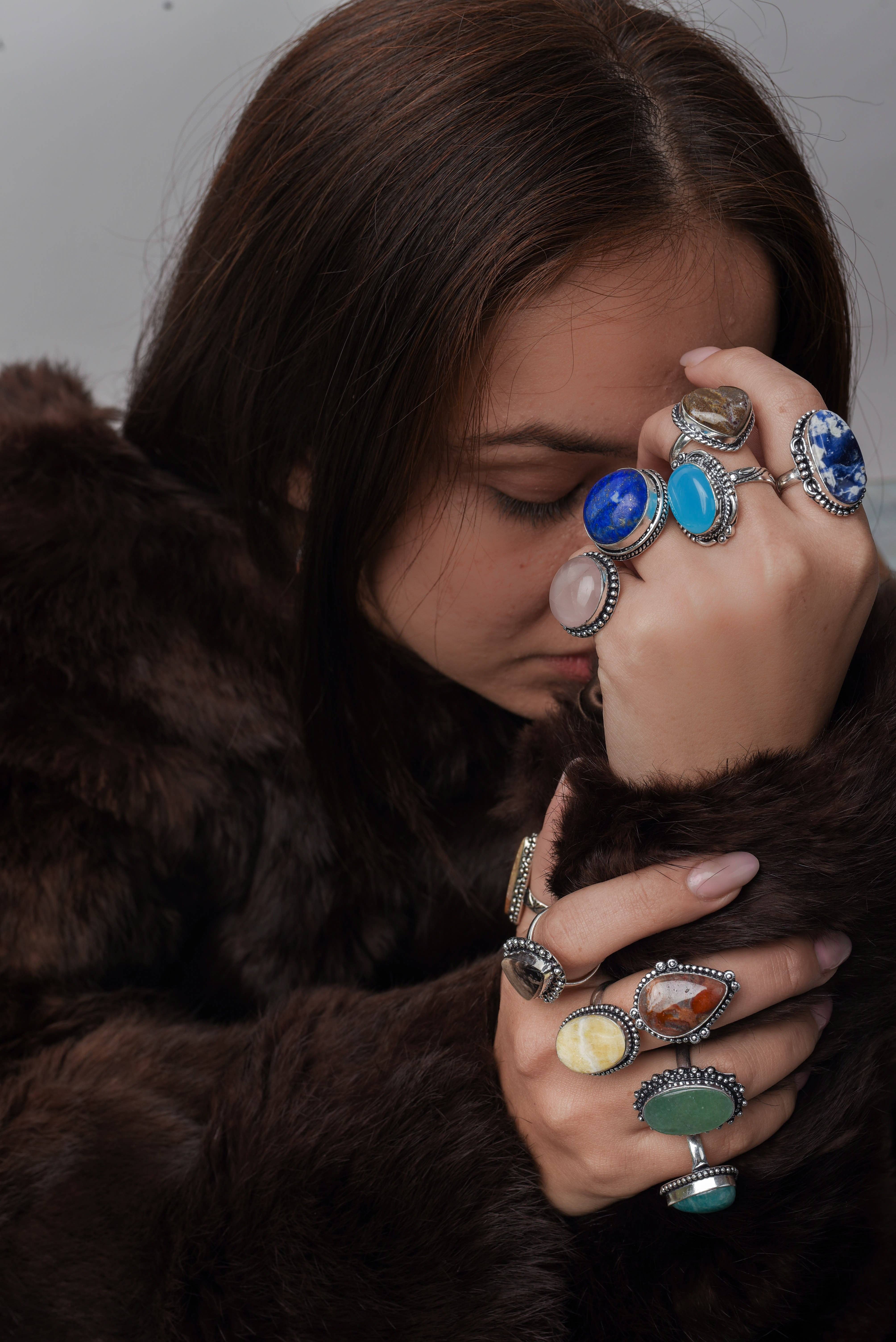 Handmade Jewels – Engroshandel Statementring – Boheme Krystal Ringsæt - Sølvbelagt, Blandede Størrelser, Assorterede Design6